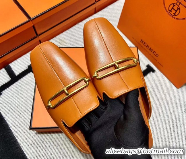 Hot Style Hermes Esmee Mule with Iconic Roulis Buckle 0209051 Brown