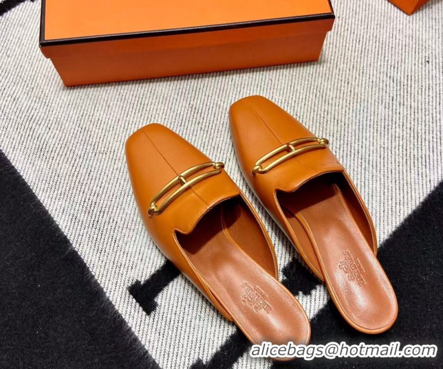 Hot Style Hermes Esmee Mule with Iconic Roulis Buckle 0209051 Brown