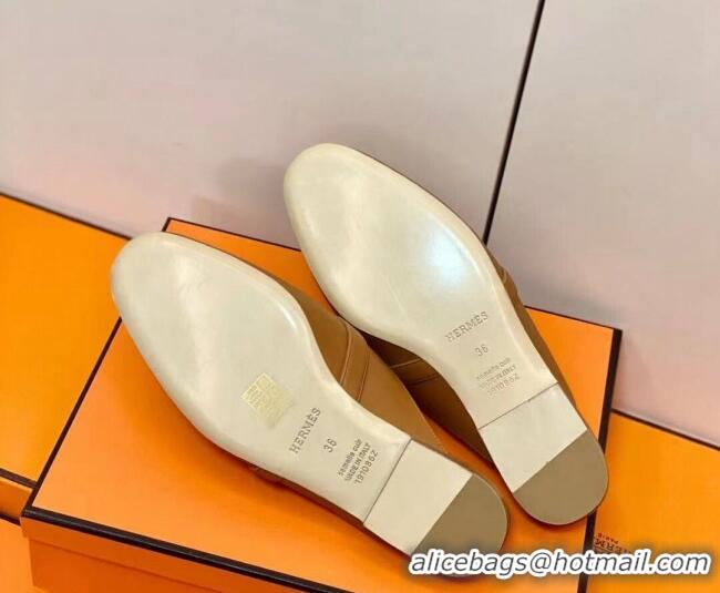 Good Quality Hermes Oz Mule in Smooth Calfskin with Iconic Kelly Buckle Brown 0211055