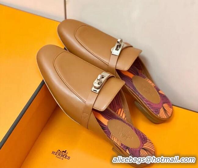 Perfect Hermes Oz Mule in Smooth Calfskin with Iconic Kelly Buckle 0212064 Brown