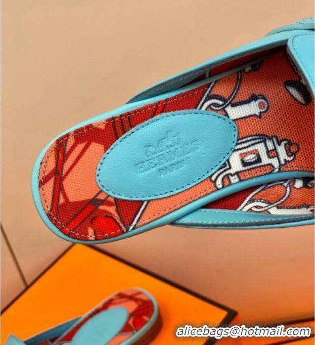 Pretty Style Hermes Oz Mule in Smooth Calfskin with Iconic Kelly Buckle 0212064 Blue