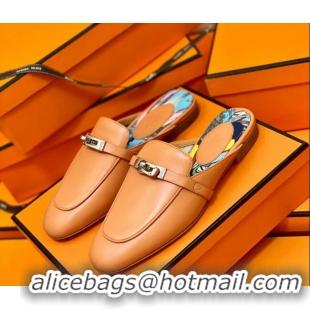 Best Price Hermes Oz Mule in Smooth Calfskin with Iconic Kelly Buckle 0214053 Orange