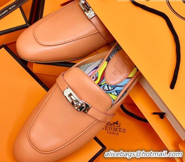 Best Price Hermes Oz Mule in Smooth Calfskin with Iconic Kelly Buckle 0214053 Orange