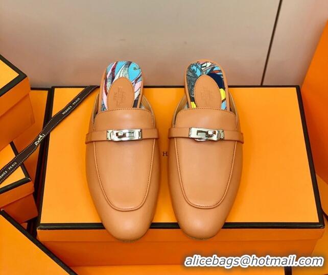 Best Price Hermes Oz Mule in Smooth Calfskin with Iconic Kelly Buckle 0214053 Orange