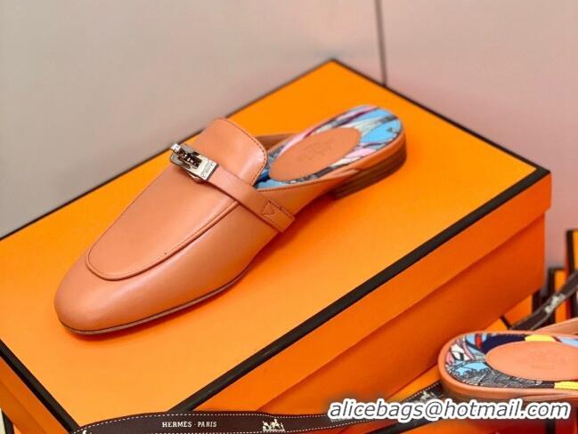 Best Price Hermes Oz Mule in Smooth Calfskin with Iconic Kelly Buckle 0214053 Orange