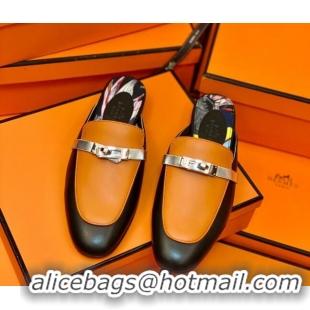 Low Price Hermes Oz Mule in Smooth Calfskin with Iconic Kelly Buckle 0214053 Black/Brown