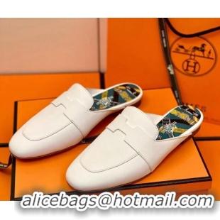 Top Design Hermes Catena Mule in Smooth Calfskin 0214066 White