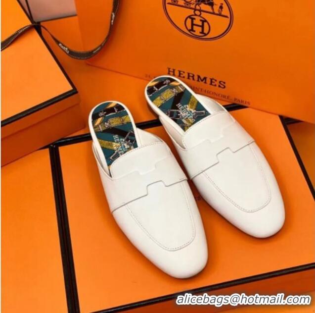 Top Design Hermes Catena Mule in Smooth Calfskin 0214066 White