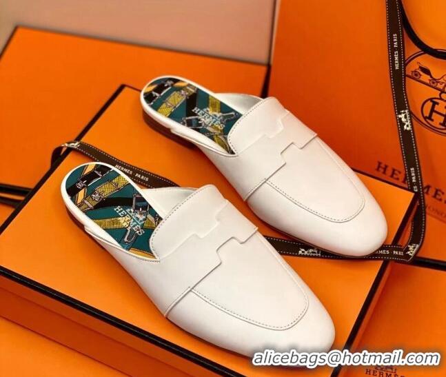 Top Design Hermes Catena Mule in Smooth Calfskin 0214066 White