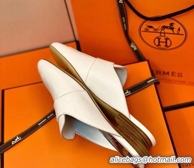 Top Design Hermes Catena Mule in Smooth Calfskin 0214066 White