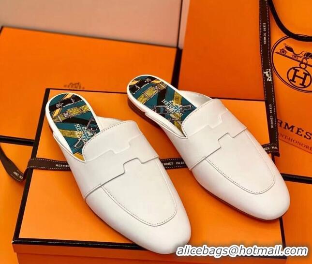 Top Design Hermes Catena Mule in Smooth Calfskin 0214066 White