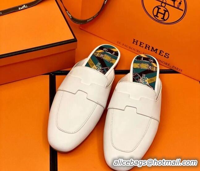 Top Design Hermes Catena Mule in Smooth Calfskin 0214066 White