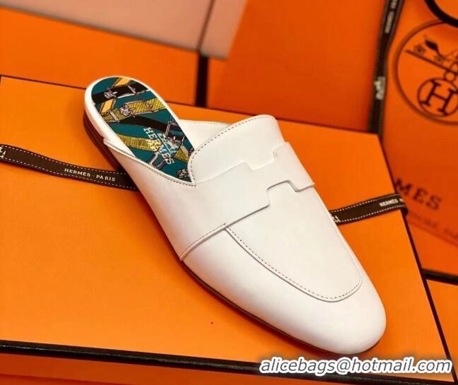 Top Design Hermes Catena Mule in Smooth Calfskin 0214066 White