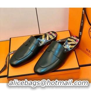 Classic Hermes Catena Mule in Smooth Calfskin 0214066 Black