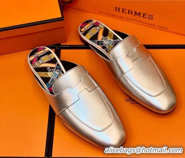 Top Design Hermes Catena Mule in Smooth Calfskin 0214066 Silver