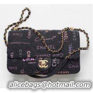 Top Quality Chanel Printed Denim Large Flap Bag AS3135 Black/Multicolor 2022