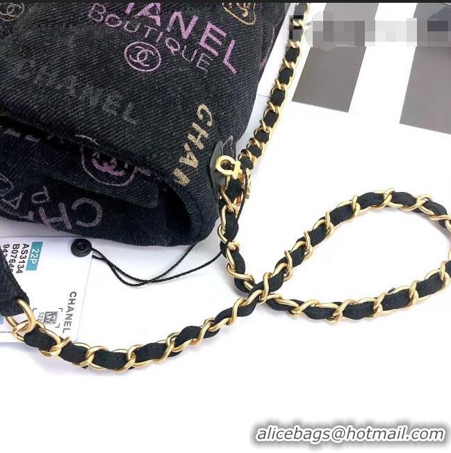 Top Quality Chanel Printed Denim Large Flap Bag AS3135 Black/Multicolor 2022