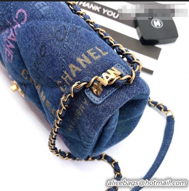 Top Grade Chanel Printed Denim Large Flap Bag AS3135 Blue/Multicolor 2022