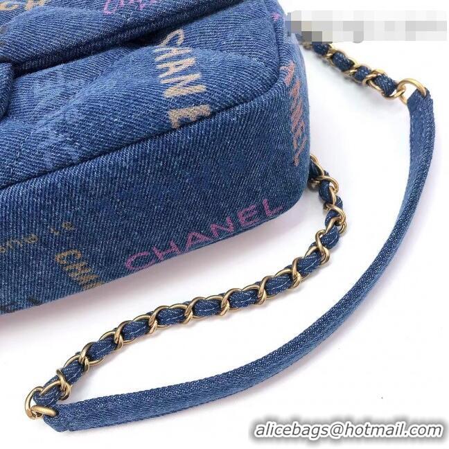 Top Grade Chanel Printed Denim Large Flap Bag AS3135 Blue/Multicolor 2022