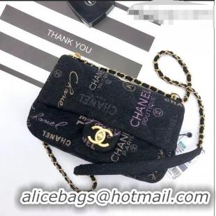 Top Discount Chanel Printed Denim Small Flap Bag AS3134 Black/Multicolor 2022