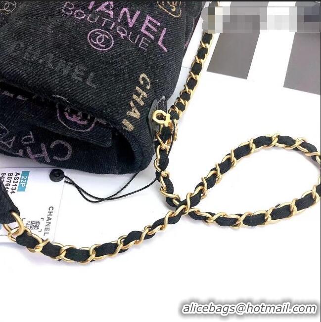 Top Discount Chanel Printed Denim Small Flap Bag AS3134 Black/Multicolor 2022