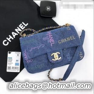 Grade Design Chanel Printed Denim Small Flap Bag AS3134 Blue/Multicolor 2022