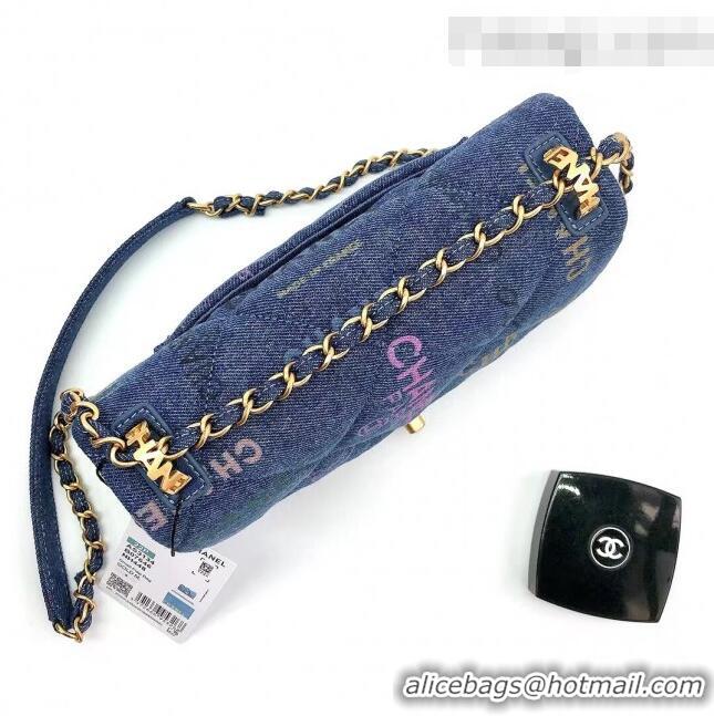 Grade Design Chanel Printed Denim Small Flap Bag AS3134 Blue/Multicolor 2022