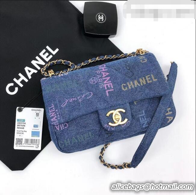 Grade Design Chanel Printed Denim Small Flap Bag AS3134 Blue/Multicolor 2022