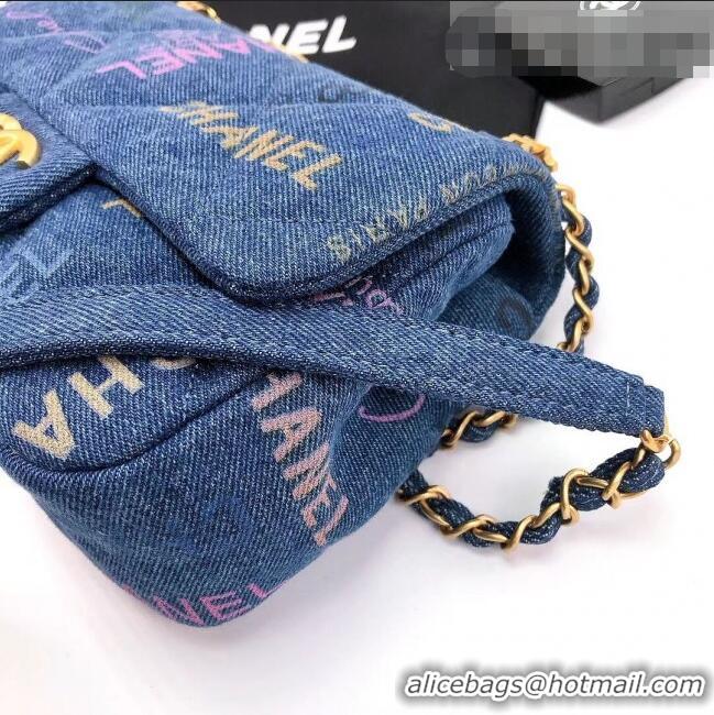 Grade Design Chanel Printed Denim Small Flap Bag AS3134 Blue/Multicolor 2022