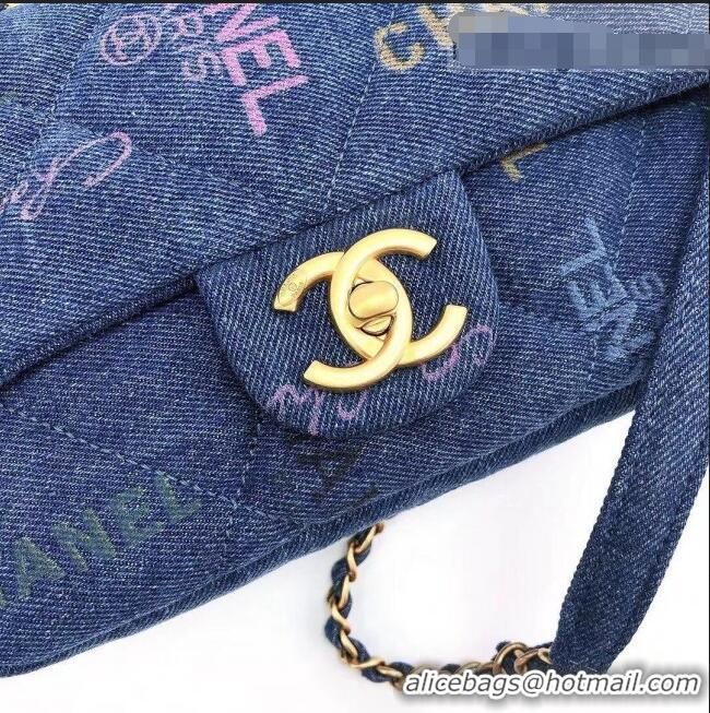 Grade Design Chanel Printed Denim Small Flap Bag AS3134 Blue/Multicolor 2022