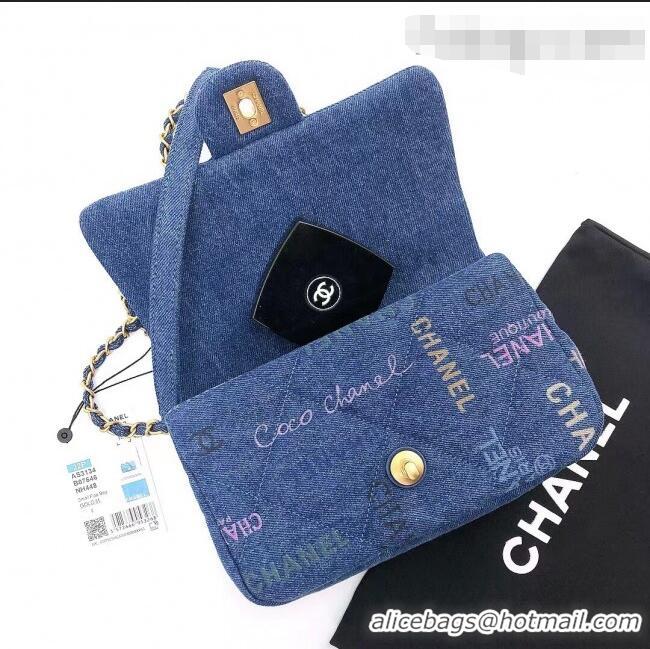 Grade Design Chanel Printed Denim Small Flap Bag AS3134 Blue/Multicolor 2022