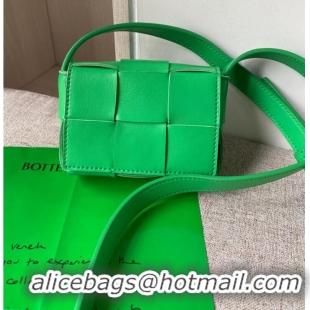 Grade Wholesale Bottega Veneta CASSETTE Mini intreccio leather cross-body bag 666688 Parakeet