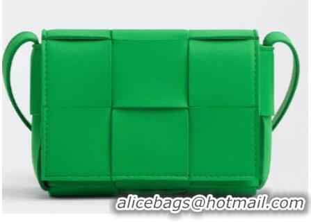 Grade Wholesale Bottega Veneta CASSETTE Mini intreccio leather cross-body bag 666688 Parakeet