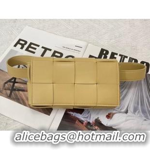 Spot Bulk Bottega Veneta CASSETTE Mini intreccio leather belt bag 651053 ALMOND