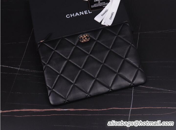 Fashion Discount CHANEL 19 Sheepskin Original Leather Carry on bag AP0952 Black