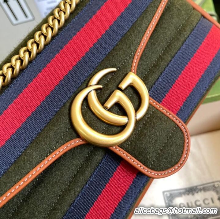 Cheapest Gucci GG Marmont small shoulder bag 443497 Dark green