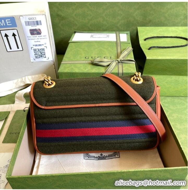 Cheapest Gucci GG Marmont small shoulder bag 443497 Dark green