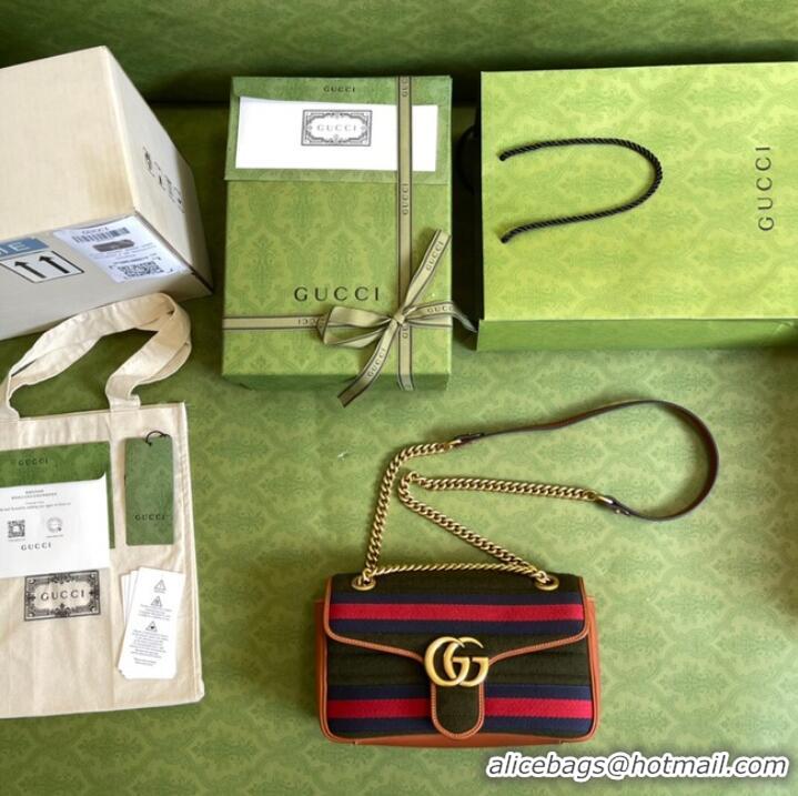 Cheapest Gucci GG Marmont small shoulder bag 443497 Dark green