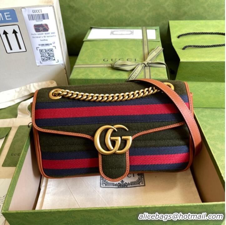 Cheapest Gucci GG Marmont small shoulder bag 443497 Dark green