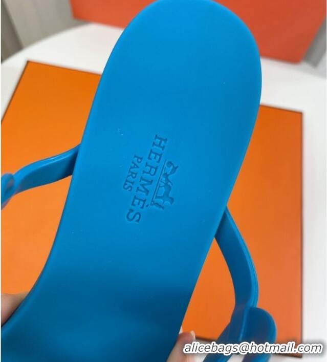 Top Design Hermes Egerie Thong Slide Sandals 021701 Blue