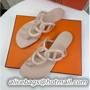 Grade Hermes Egerie Thong Slide Sandals 021701 Apricot