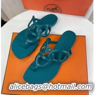 Top Grade Hermes Egerie Thong Slide Sandals 021701 Green