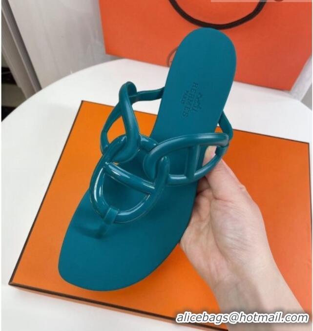 Top Grade Hermes Egerie Thong Slide Sandals 021701 Green