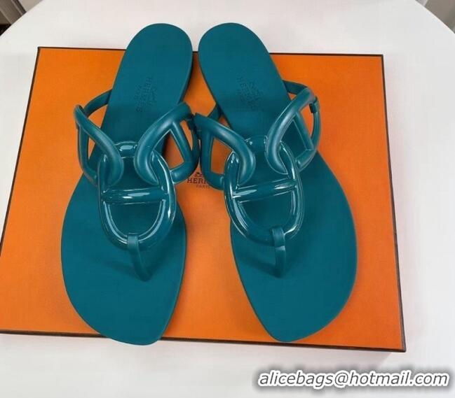 Top Grade Hermes Egerie Thong Slide Sandals 021701 Green