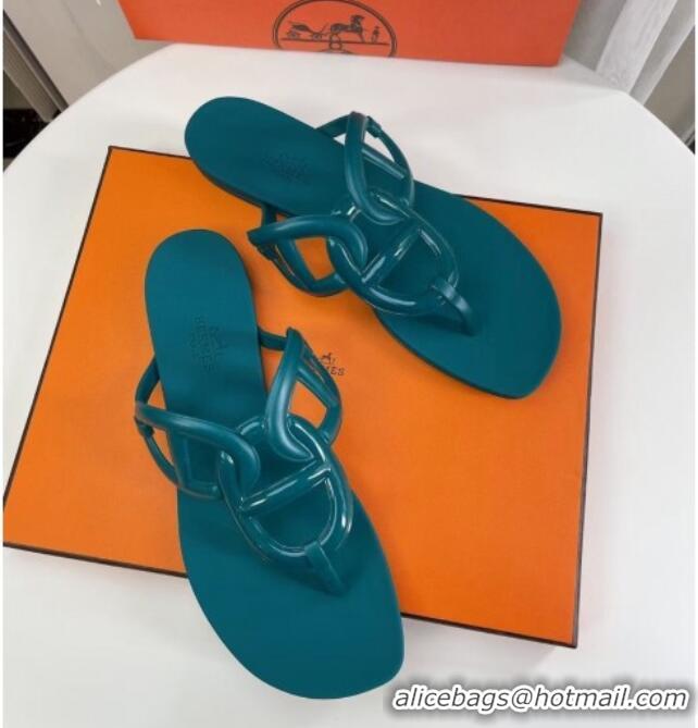 Top Grade Hermes Egerie Thong Slide Sandals 021701 Green