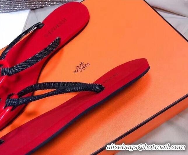 Good Quality Hermes Beach Thong Slide Sandals 021706 Red