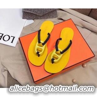 Popular Style Hermes Beach Thong Slide Sandals 021706 Yellow