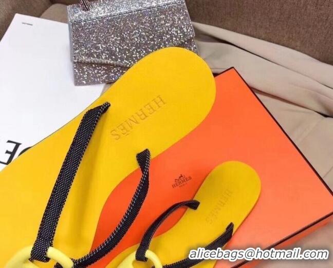 Popular Style Hermes Beach Thong Slide Sandals 021706 Yellow