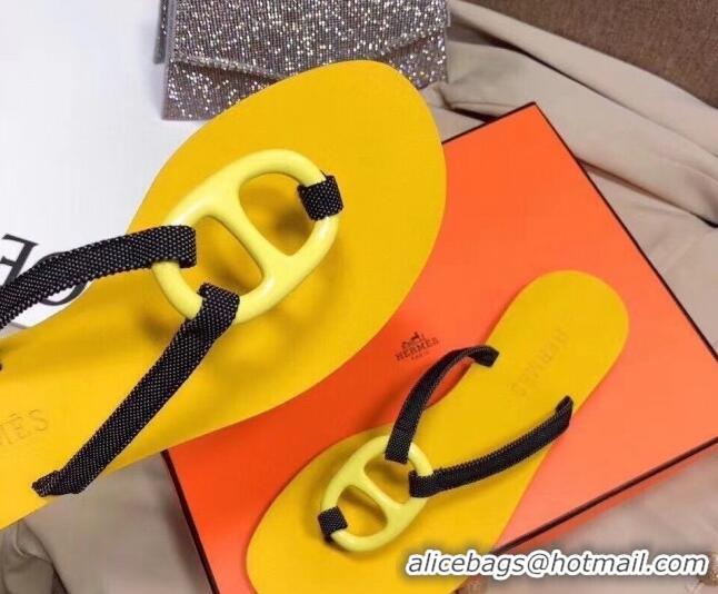 Popular Style Hermes Beach Thong Slide Sandals 021706 Yellow