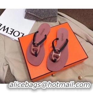 Best Grade Hermes Beach Thong Slide Sandals 021706 Pink